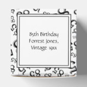 85e zwart/wit willekeurig getallenpatroon bedankdoosjes (Bovenkant)