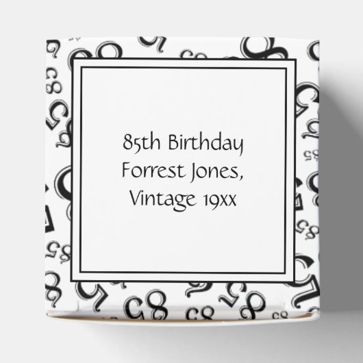 85e zwart/wit willekeurig getallenpatroon bedankdoosjes (Bovenkant)