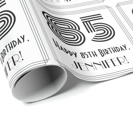 85ste verjaardag: Art Deco geïnspireerde stijl "85 Cadeaupapier (Rol Hoek)