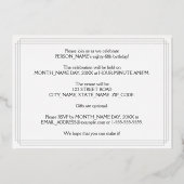 85ste verjaardag: Art Deco Kijk "85", met naam Folie Uitnodiging (Achterkant)