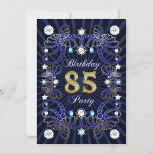 85ste verjaardagsfeest met massa's juwelen kaart