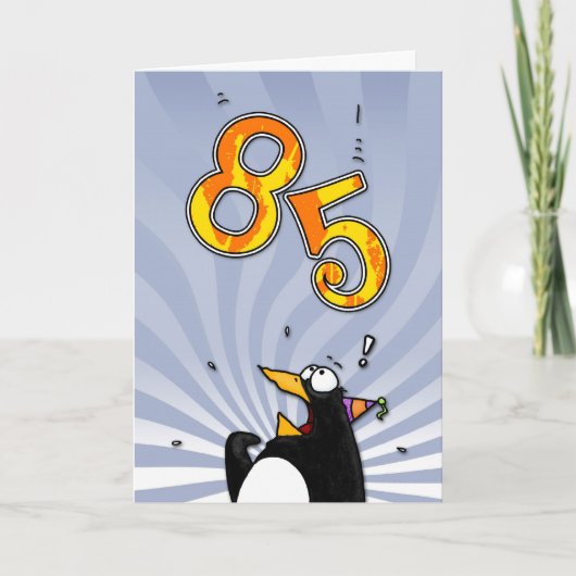 85th anniversaire - carte de surprise de pingouin (Devant)