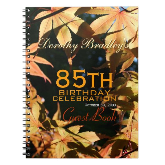 85th Birthday Celebration Autumn Custom Guest Book Notitieboek (Voorkant)