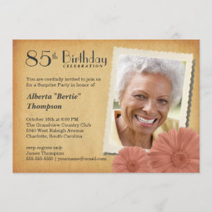 85th Birthday  Daisy Photo Invitations Kaart
