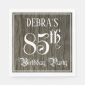 85th Birthday Party — Fancy Script, Faux Wood Look Servet (Voorkant)