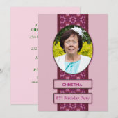 85th Birthday Party Invitation Afbeelding and Name Kaart (Voorkant / Achterkant)