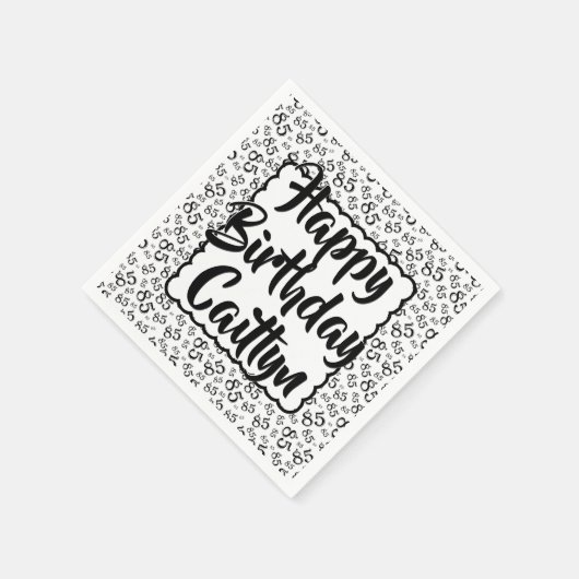 85th Birthday Random Number Pattern Scallop Zwart Servet (Hoek)
