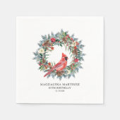 85th Birthday Red Cardinal Wreath Custom Cocktail Servet (Voorkant)
