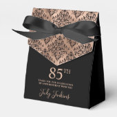 85th Birthday Rose Gold Damask Thank You Bedankdoosjes (Voorkant Zijde)