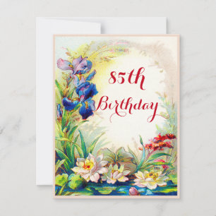 85th Birthday Waterlilies en Iris Flowers Kaart