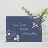 85th invitations florales de corail bleues de fête (Debout devant)