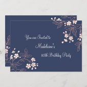 85th invitations florales de corail bleues de fête (Devant / Derrière)