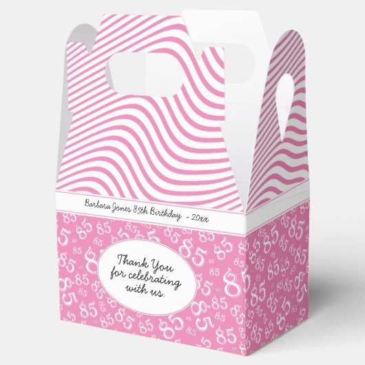 85th Party Roze/Wit Willekeurig Getal Patroon Bedankdoosjes (Geopend)