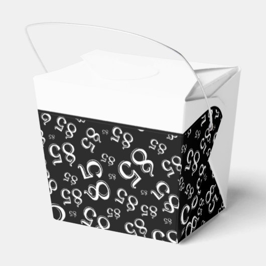 85th Party Zwart/Wit Willekeurig Getal Patroon Bedankdoosjes (Achterkant)