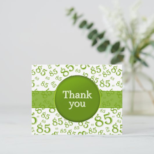 85th Thank You: Green/White Number Pattern (Staand voorkant)