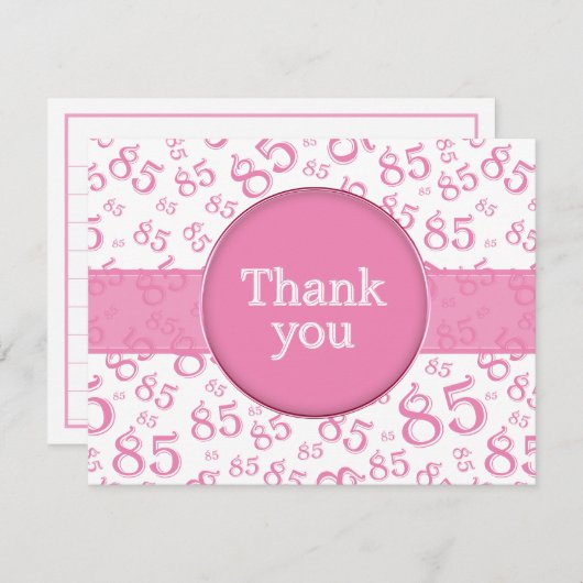 85th Thank You: Pink/White Number Pattern (Voorkant / Achterkant)