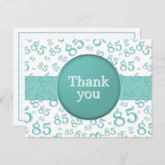 85th Thank You: Teal/White Number Pattern (Voorkant / Achterkant)