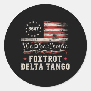 8647 Foxtrots Deltas Tangos Amerikaanse Vlag  Ronde Sticker