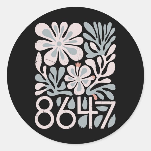 8647 Resist Subtiele Bloemen Foxtrot Delta Tango P Ronde Sticker (Voorkant)