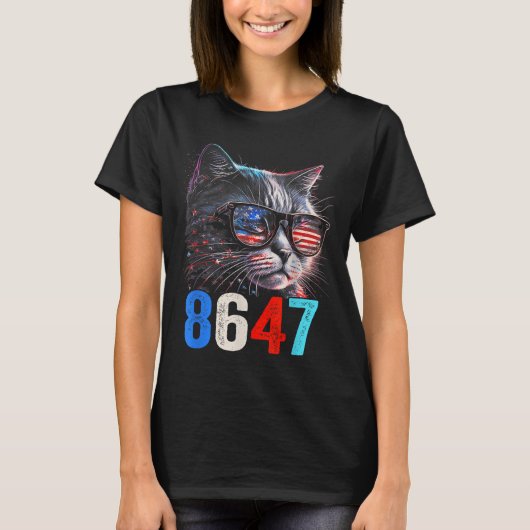 8647 Retro 86 47 Kattenliefhebbers T-shirt (Voorkant)