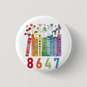 8647 Subtiele Anti Trump Anti MAGA 86 47 Bloemen L Ronde Button 3,2 Cm