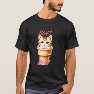 8647 Subtiele Bloemige Retro 86 47 Kat Ijs 4 juli T-shirt