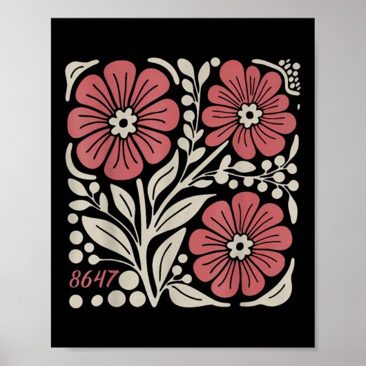 8647 Subtiele Trump 86 47 Floral Boho Style Poster (Voorkant)