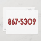 867-5309 BRIEFKAART (Voorkant / Achterkant)