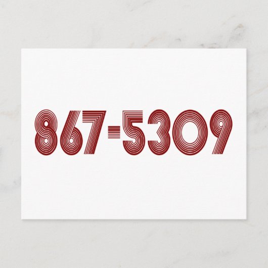 867-5309 BRIEFKAART (Voorkant)