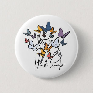 86 47 Anti Trump Bloemen T-shirt, Impeach Presiden Ronde Button 5,7 Cm