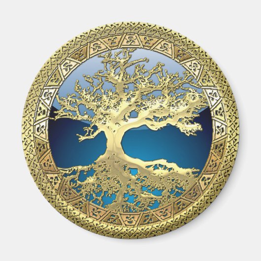 [86] Golden Celtic Tree of Life [3D] Magneet (Voorkant)
