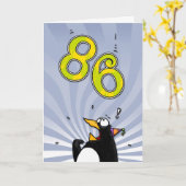 86e anniversaire - Carte de surprise de pingouin (Fleur jaune)