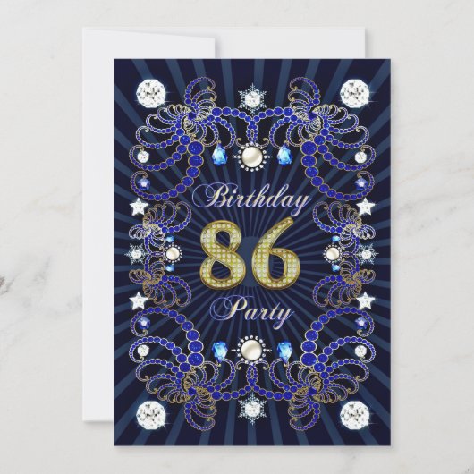 86e anniversaire invitation de fête avec des masse (Devant)