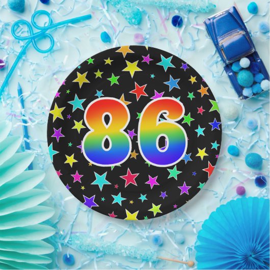 86e evenement: Bold, Fun, Kleurrijke Regenboog 86 Papieren Bordje (Feest)