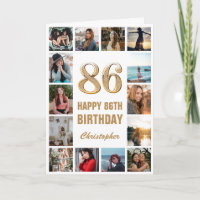 86e Happy Birthday Gold en White Photo Collage