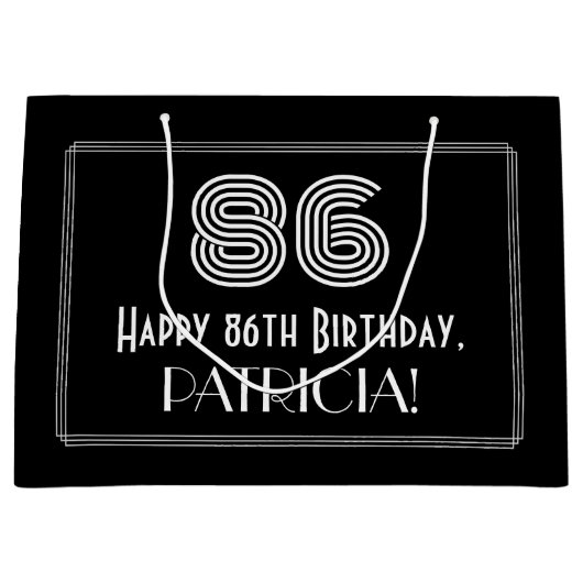 86e verjaardag — Art Deco geïnspireerde look "86"  Groot Cadeauzakje (Voorkant)