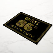 86e verjaardag — Art Deco Style "86" + Naam Folie Uitnodiging (Gedraaid)