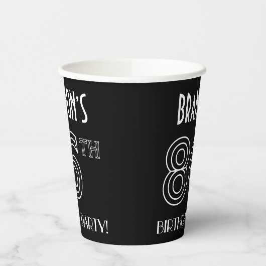 86e verjaardag: Art Deco Style + aangepaste naam Papieren Bekers (Links)