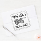 86e verjaardag: Art Deco Style + aangepaste naam Vierkante Sticker (Envelop)