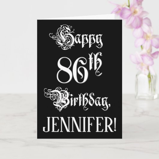 86e verjaardag: Fancy, elegant script + aangepaste Kaart (Orchidee)