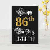 86e verjaardag — Fancy script; Faux Gold Kijk; naa Kaart (Gele Bloem)