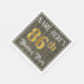 86e verjaardag — Faux Gold & Faux Wood Servet (Hoek)