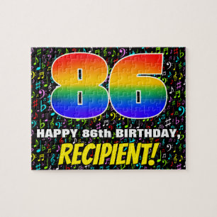 86e verjaardag — Fun, Colorful Music Symbols & "86 Legpuzzel