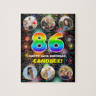 86e verjaardag: Leuke regenboog #, Aangepaste naam Legpuzzel
