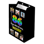 86e verjaardag: Regenboog "86", aangepaste foto's  Medium Cadeauzakje (Achterkant Gekanteld)