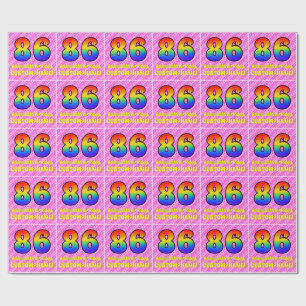 86e verjaardag: roze strips & harten, regenboognr. cadeaupapier