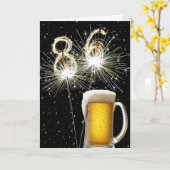 86e Verjaardag Sparklers Met Bier Mok Kaart (Gele Bloem)
