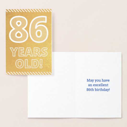 86ème anniversaire : Bold "86 ans !" Carte Gold Fo (Affichage)