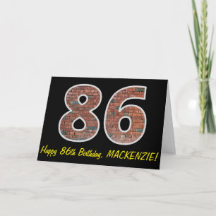 86ste verjaardag - Bakstenen muurpatroon "86" met Kaart