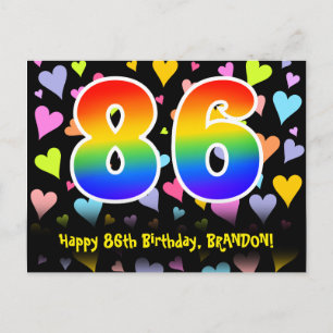 86ste verjaardag: Fun Hearts-patroon, Regenboog 86 Briefkaart